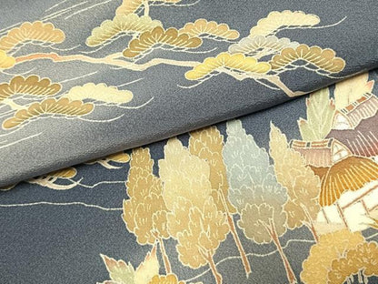 平和屋着物●訪問着　友禅　作家物　風景文　暈し染め　正絹　逸品　未使用　AABH0606fy