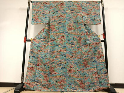 平和屋着物●上質な小紋　紅型　花鳥文　正絹　逸品　AABH0612fy