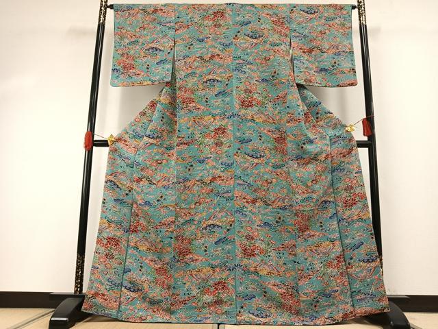 平和屋着物●上質な小紋　紅型　花鳥文　正絹　逸品　AABH0612fy