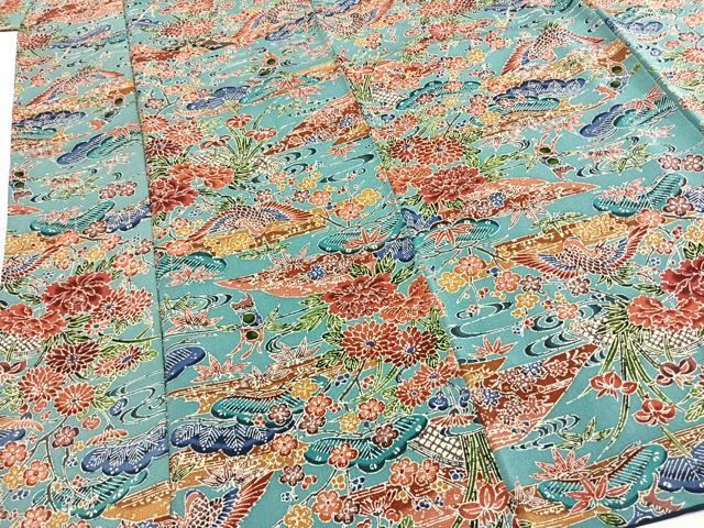 平和屋着物●上質な小紋　紅型　花鳥文　正絹　逸品　AABH0612fy
