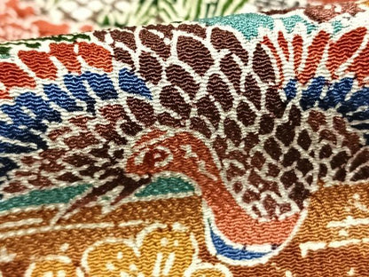 平和屋着物●上質な小紋　紅型　花鳥文　正絹　逸品　AABH0612fy