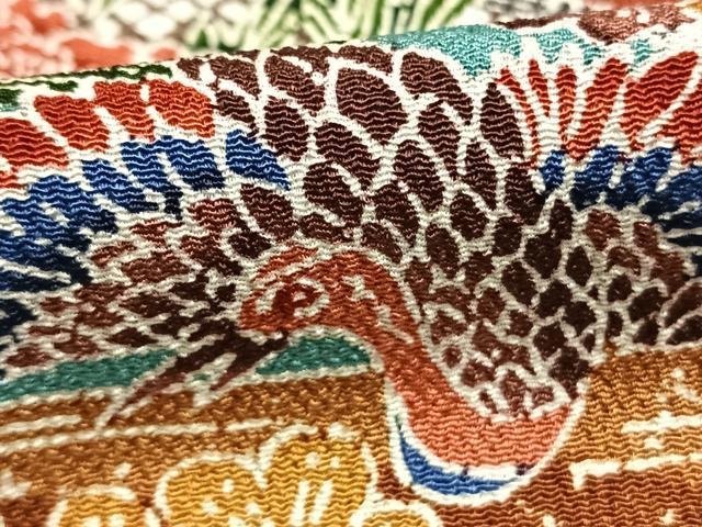 平和屋着物●上質な小紋　紅型　花鳥文　正絹　逸品　AABH0612fy
