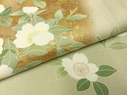 平和屋着物●訪問着　友禅　作家物　草花文　暈し染め　金彩　正絹　逸品　AABH0614fy