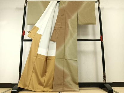 平和屋着物●本塩沢　やまだ織　訪問着　染色作家　桐村博　流水文　正絹　逸品　AABH0618fy