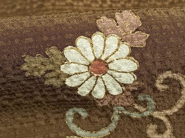 平和屋着物●友禅作家の巨匠　浅井青仁　小紋　花唐草文　金彩　正絹　逸品　AABH0623fy
