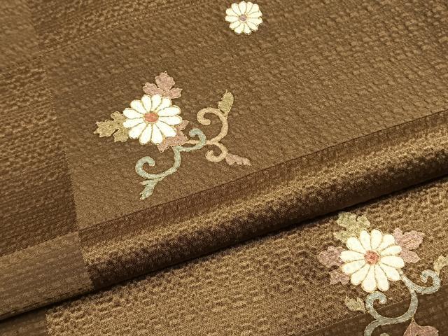 平和屋着物●友禅作家の巨匠　浅井青仁　小紋　花唐草文　金彩　正絹　逸品　AABH0623fy