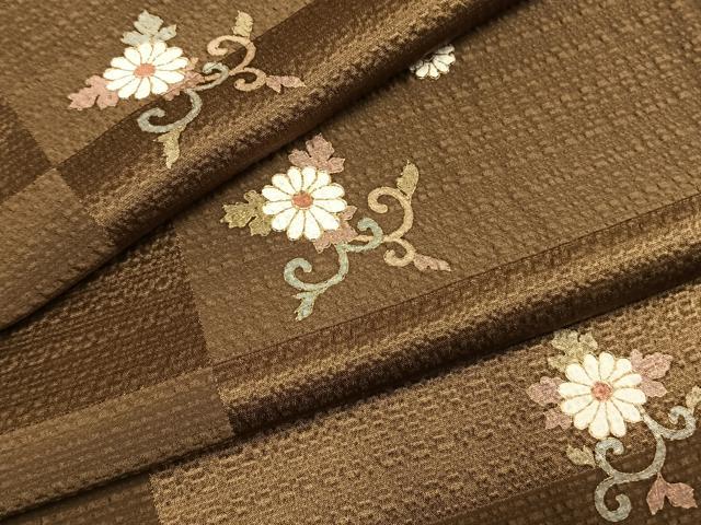 平和屋着物●友禅作家の巨匠　浅井青仁　小紋　花唐草文　金彩　正絹　逸品　AABH0623fy