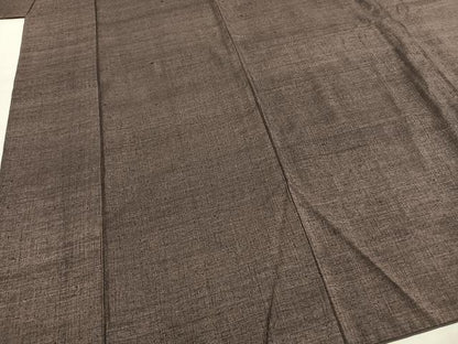 平和屋着物●結城紬　色無地　紫鼠色　正絹　逸品　AABH0629fy
