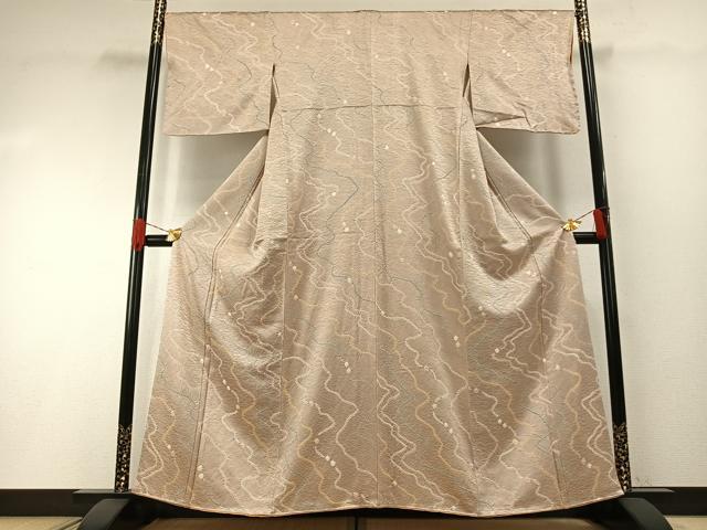 平和屋着物●上質な小紋　絞り　霞文　正絹　逸品　未使用　AABH0636fy