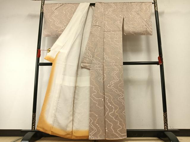 平和屋着物●上質な小紋　絞り　霞文　正絹　逸品　未使用　AABH0636fy