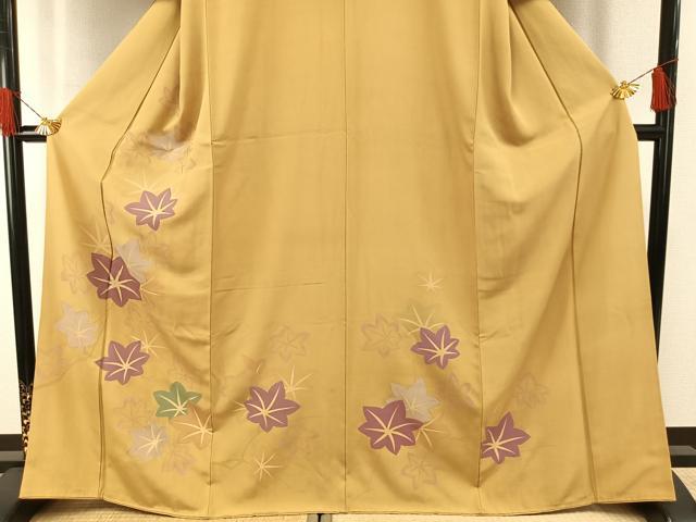 平和屋着物●訪問着　駒刺繍　舞葉文　暈し染め　金彩　正絹　逸品　AABH0639fy