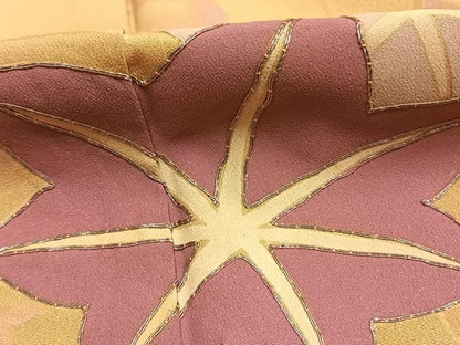 平和屋着物●訪問着　駒刺繍　舞葉文　暈し染め　金彩　正絹　逸品　AABH0639fy