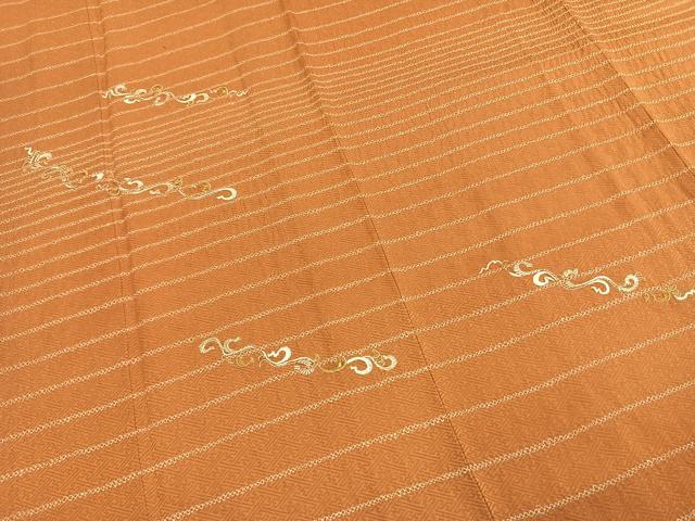 平和屋着物●訪問着　絞り　手刺繍　唐草文　金糸　大丸扱い　正絹　逸品　AABH0640fy