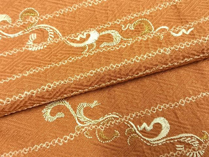 平和屋着物●訪問着　絞り　手刺繍　唐草文　金糸　大丸扱い　正絹　逸品　AABH0640fy