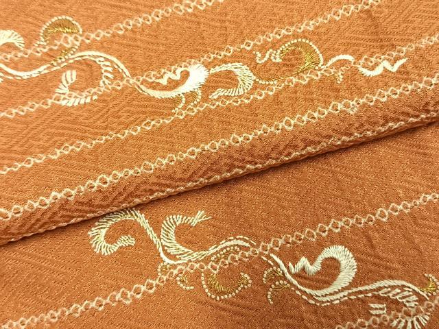 平和屋着物●訪問着　絞り　手刺繍　唐草文　金糸　大丸扱い　正絹　逸品　AABH0640fy