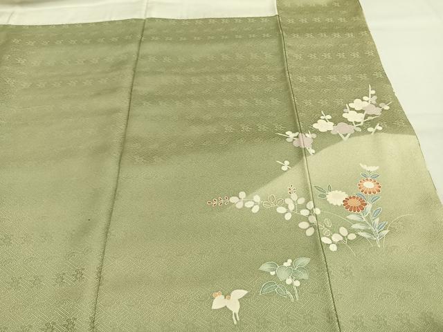 平和屋着物●訪問着　友禅　作家物　御所車花文　金銀彩　正絹　逸品　AABH0641fy