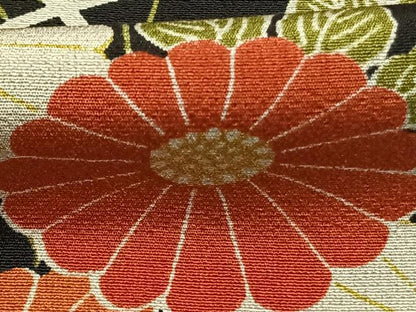 平和屋着物●上質な小紋　草花文　黒地　正絹　逸品　未使用　AABH0643fy