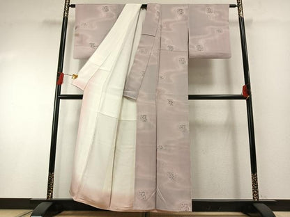 平和屋着物●上質な小紋　地紋起こし　色紙花文　暈し染め　正絹　逸品　AABH0644fy