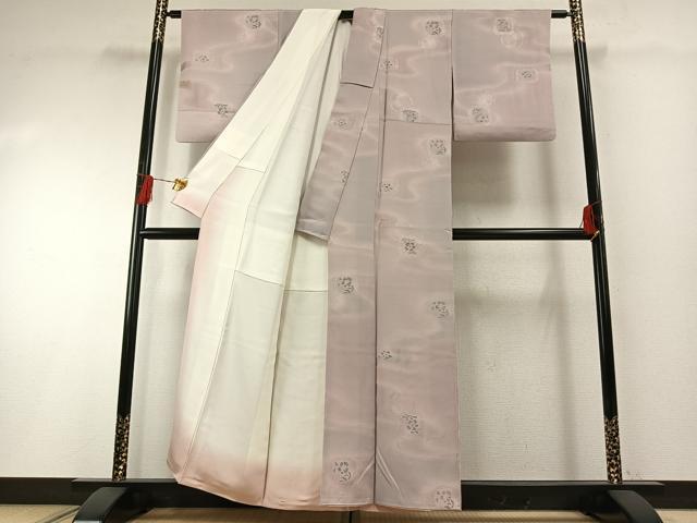 平和屋着物●上質な小紋　地紋起こし　色紙花文　暈し染め　正絹　逸品　AABH0644fy