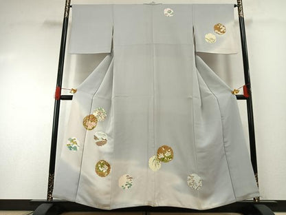 平和屋着物●訪問着　雪輪花鳥文　暈し染め　金彩　正絹　逸品　AABH0645fy