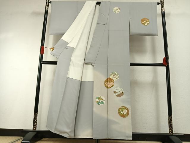 平和屋着物●訪問着　雪輪花鳥文　暈し染め　金彩　正絹　逸品　AABH0645fy