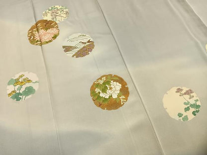 平和屋着物●訪問着　雪輪花鳥文　暈し染め　金彩　正絹　逸品　AABH0645fy