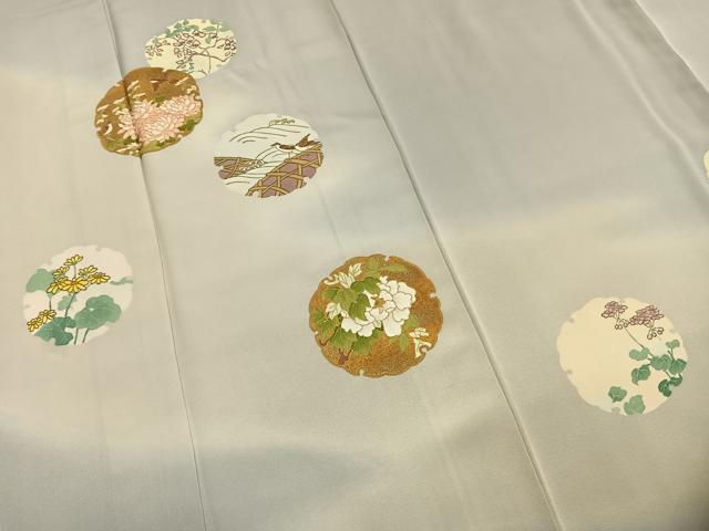 平和屋着物●訪問着　雪輪花鳥文　暈し染め　金彩　正絹　逸品　AABH0645fy