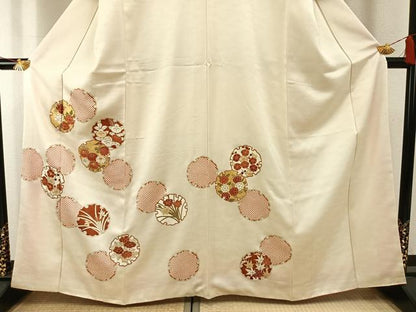 平和屋着物●訪問着　友禅　駒刺繍　雪輪花文　金彩　正絹　逸品　AABH0646fy