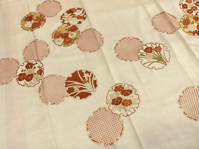 平和屋着物●訪問着　友禅　駒刺繍　雪輪花文　金彩　正絹　逸品　AABH0646fy