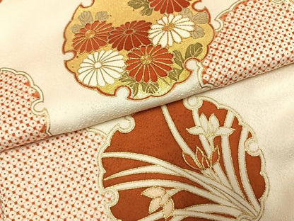 平和屋着物●訪問着　友禅　駒刺繍　雪輪花文　金彩　正絹　逸品　AABH0646fy