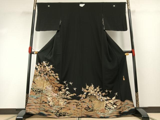 平和屋着物●豪華黒留袖　作家物　花鳥文　金彩　正絹　逸品　未使用　AABH0651fy