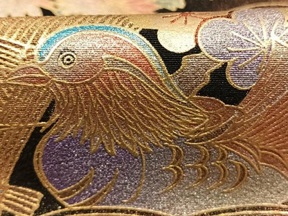 平和屋着物●豪華黒留袖　作家物　花鳥文　金彩　正絹　逸品　未使用　AABH0651fy