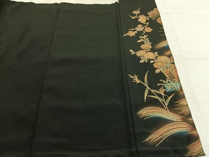 平和屋着物●豪華黒留袖　作家物　花鳥文　金彩　正絹　逸品　未使用　AABH0651fy