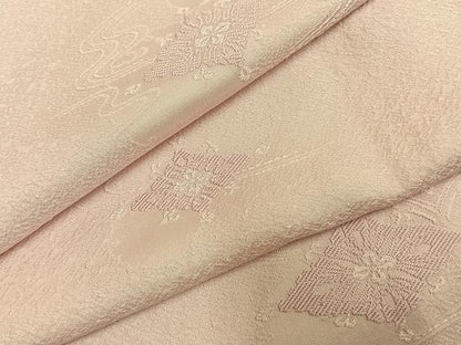 平和屋着物●上質な色無地　花菱地紋　薄桜色　正絹　逸品　未使用　AABH0656fy