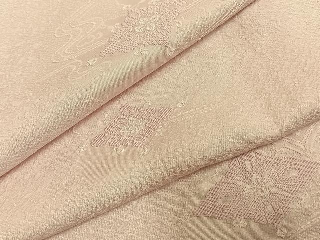 平和屋着物●上質な色無地　花菱地紋　薄桜色　正絹　逸品　未使用　AABH0656fy