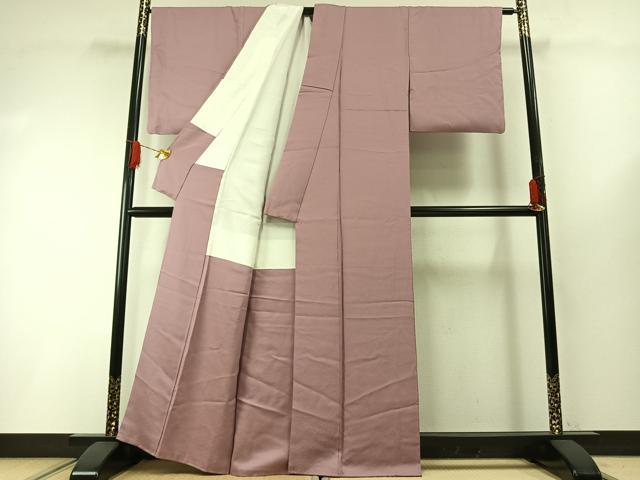 平和屋着物●本加賀友禅作家　毎田仁郎　色無地　草花地紋　薄柿色　正絹　逸品　AABH0660fy