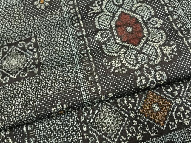 平和屋着物●本場大島紬　割り込み絣　正絹　逸品　AABH0661fy