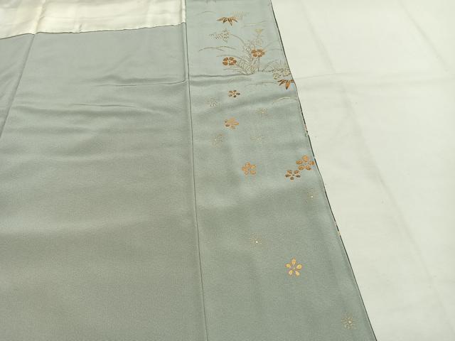 平和屋着物●十日町友禅作家　松雨　訪問着　扇面雪輪花文　暈し染め　金銀彩　正絹　逸品　AABH0663fy 平和屋着物○十日町友禅作家 松雨 訪問着 扇面雪輪花文 暈
