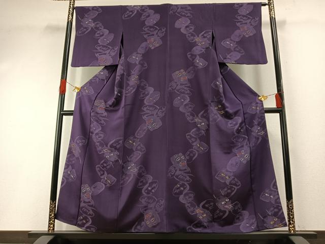 平和屋着物●お召　能面　金銀糸　正絹　逸品　AABH0668fy