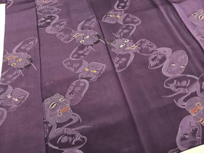 平和屋着物●お召　能面　金銀糸　正絹　逸品　AABH0668fy