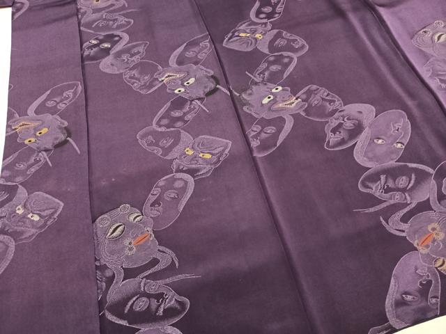 平和屋着物●お召　能面　金銀糸　正絹　逸品　AABH0668fy