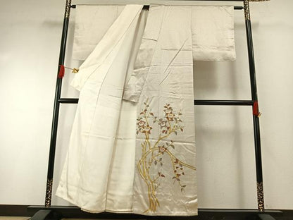 平和屋着物●豪華色留袖　駒刺繍　枝花文　金彩　正絹　逸品　AABH0671fy