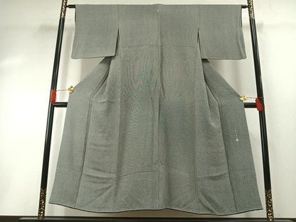 平和屋着物●寺山存男　江戸小紋　万筋　灰色×白色　正絹　逸品　AABH0680fy
