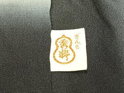 平和屋着物●訪問着　総刺繍　松竹梅　黒地　金彩　金糸　銀座秀粋　たとう紙付き　正絹　逸品　AABH0682fy