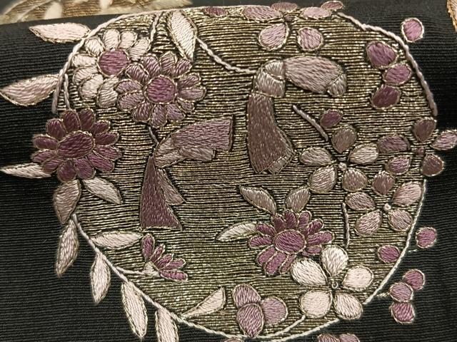 平和屋着物●訪問着　総刺繍　花丸文　黒地　金銀糸　銀座秀粋　たとう紙付き　正絹　逸品　AABH0683fy 平和屋着物○訪問着 総刺繍 花丸文 黒地 金銀糸 銀座秀粋