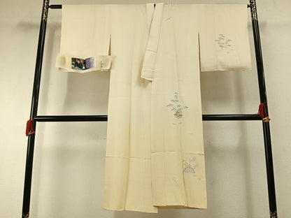 平和屋着物●名門・上野家　四代目 上野真(二代目 上野為二)　長襦袢　袷　松竹　風景文　さが美扱い　反端付き　正絹　逸品　AABH0684fy