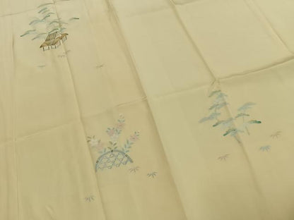平和屋着物●名門・上野家　四代目 上野真(二代目 上野為二)　長襦袢　袷　松竹　風景文　さが美扱い　反端付き　正絹　逸品　AABH0684fy