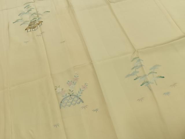 平和屋着物●名門・上野家　四代目 上野真(二代目 上野為二)　長襦袢　袷　松竹　風景文　さが美扱い　反端付き　正絹　逸品　AABH0684fy