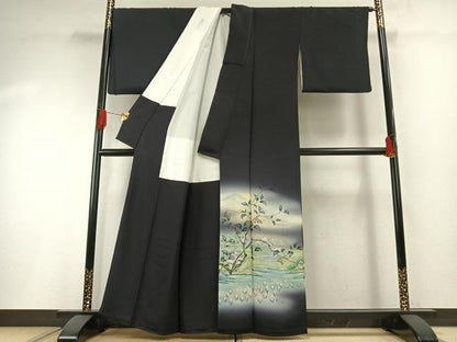平和屋着物●訪問着　手描き　風景枝花文　暈し染め　正絹　逸品　AABH0692fy