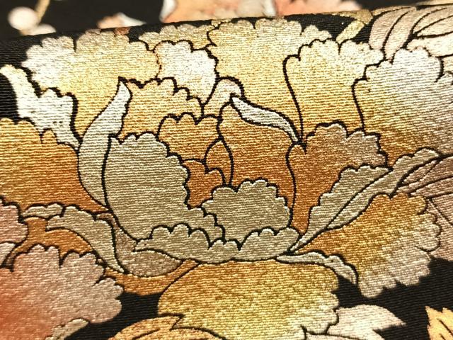 平和屋着物●金彩友禅　卓越技能者・名工・和田光正　黒留袖　片輪車花文　金銀彩　正絹　逸品　AABH0693fy